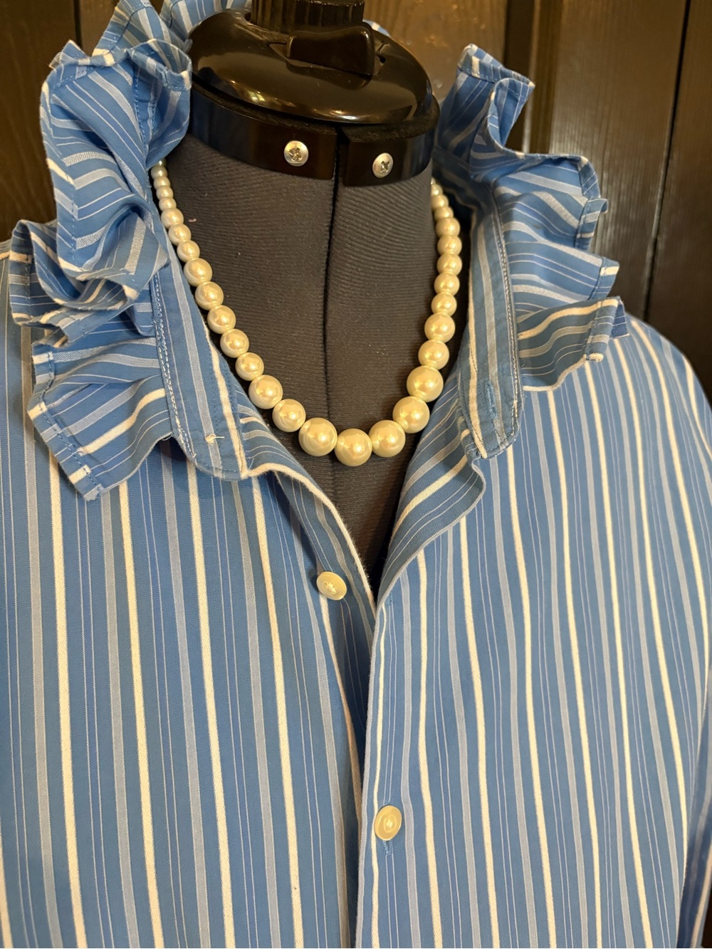 Remade Men’s Shirt to Women’s Ruffle Blouse - Picture 2 of 6